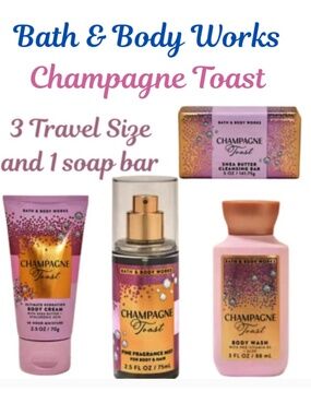 Champagne Toast Set of Four Brand New - 3 Travel Size and 1 full size soap bar